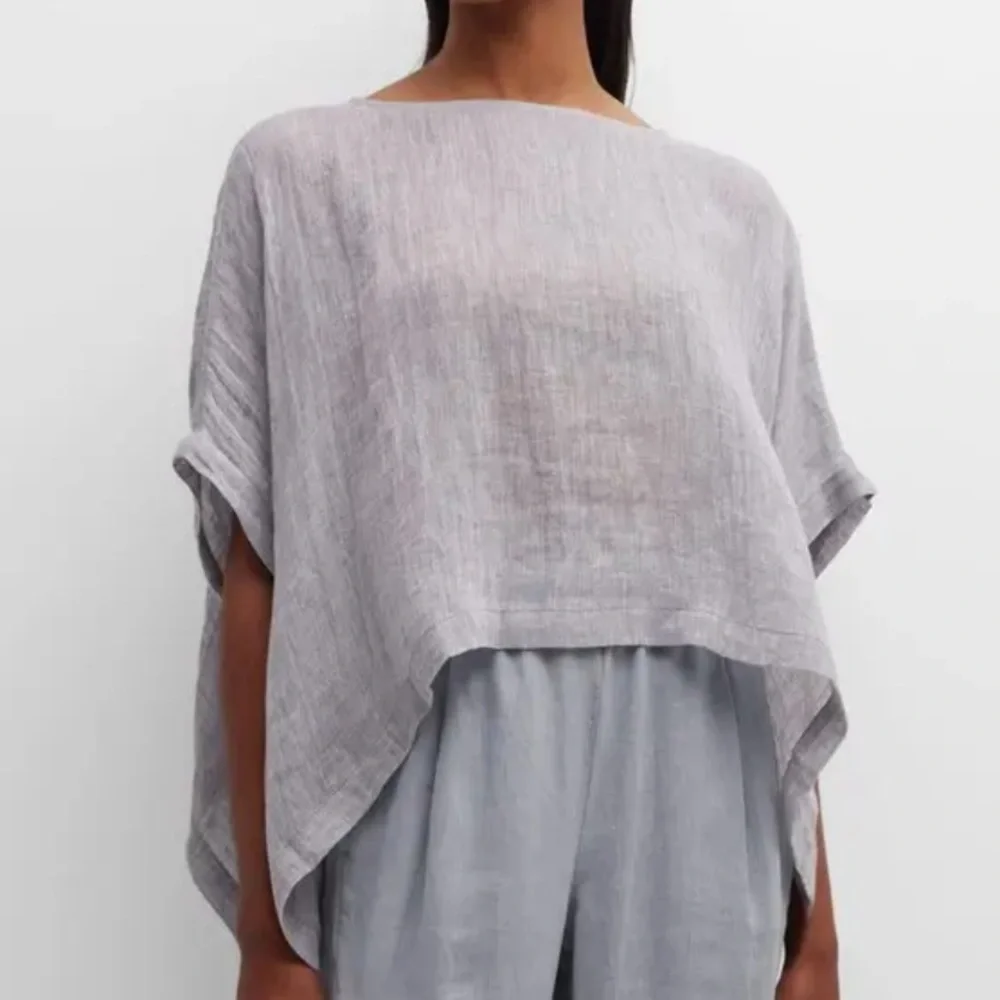 Eileen Fisher Side Tie Gauze Handkerchief Poncho - Picture 1 of 9